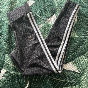 adidas Black Leopard Print 3-Stripe 
 Leggings